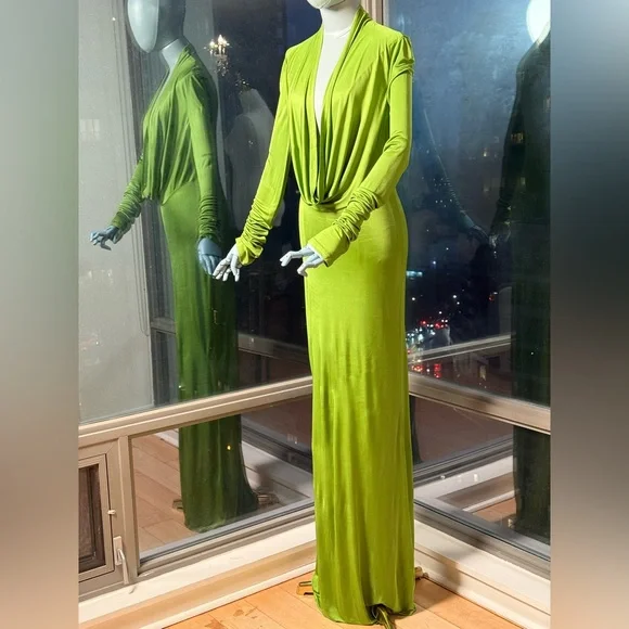 🆕 RAT & BOA 🧿 NWOT Octavia Long Sleeve Column Maxi Dress, Green - Sz XL US 10 - Picture 7 of 16